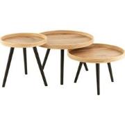 J-line - Set Van 3 Bijzettafel Rond Mango Hout Naturel - 70x70x55cm