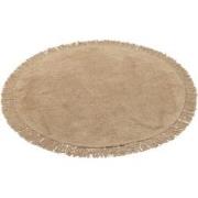 J-line - Tapijt Rond+franjes Donker Beige - 150x150x2cm