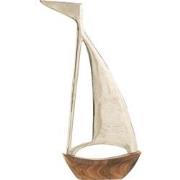 J-line - Boot Aluminium/mangohout Zilver/naturel Small - 60x31x4cm