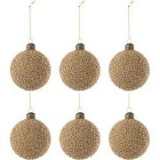 J-line - Doos Van 6 Kerstbal Parels Glas Goud Small - 8x8x8cm