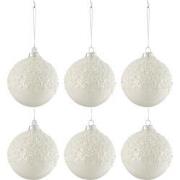 J-line - Doos Van 6 Kerstballen Suiker Glas Blinkend Wit Small - 9x9x1...