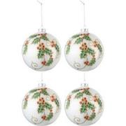 J-line - Doos Van 4 Kerstballen Kerstdeco Glas Wit/groen/rood Large - ...