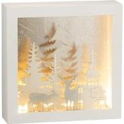 J-line - Kader 3d Led Winter Pvc/glas Zilver - 24.5x7x24.5cm