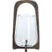 Light&living Windlicht Ø26x48 cm ANOSY glas helder+hout mat d bruin