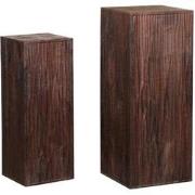 PTMD Zuil Riko - 35x35x90 cm - Hout - Bruin- Set van 2