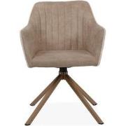 Set van 2 Beige Stoelen van Bouclé Stof L60 cm - Ray