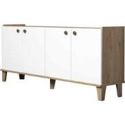 Buffet 4 deuren eiken en wit decor L180 cm - Summer