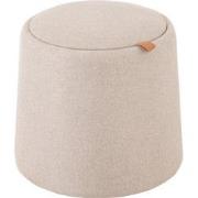 J-line - Poef/bijzettafel Rond Textiel/hout Beige - 43.5x43.5x42.5cm