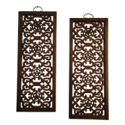 Fine Asianliving Antieke Chinese Wand Panelen Set/2 Hout Handgesneden