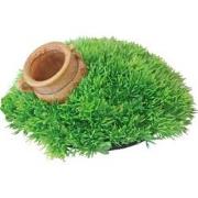 Plastic Green Moss met pot met uitstromer 21x9.5 cm