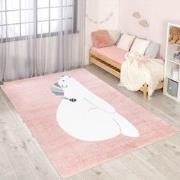 Tapijtenloods Vloerkleed Beer Laagpolig Anime Kids Roze Creme- 80x150 ...