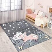 Tapijtenloods Vloerkleed Teddy Laagpolig Anime Kids Grijs- 80x150 CM