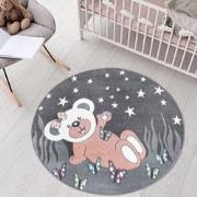 Tapijtenloods Vloerkleed Teddy Rond Laagpolig Anime Kids Grijs- 160 CM...