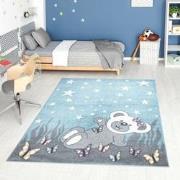 Tapijtenloods Vloerkleed Teddy Laagpolig Anime Kids Blauw- 120x170 CM