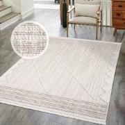 Clasico Vloerkleed Woonkamer Laagpolig Beige Tapijt- 160x230 CM