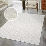 Clasico Vloerkleed Woonkamer Laagpolig Creme Tapijt- 160x230 CM