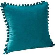 QUVIO Kussenhoes 50 x 50cm met bolletjes fluweel - Turquoise