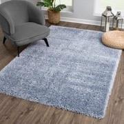 Tapijtenloods Porto Soft Fluffy Vloerkleed Hoogpolig Effen Blauw- 200X...