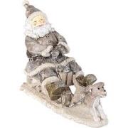 Clayre & Eef Beeld Kerstman 24x8x16 cm Grijs Polyresin Kerstdecoratie