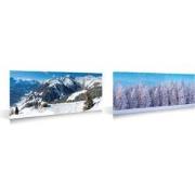 Achtergronddoek dubbelzijdig wintersport en bos 98x33 cm