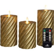 Stompkaars swirl wax led bewegende vlam met afstandsbediening set van ...