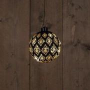 Glass Ball Baroque Black/Gold 12Cm 10Led Warm White / G