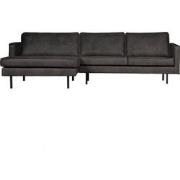 BePureHome Rodeo Chaise Longue Links - Eco-leder - Zwart - 85x300x155