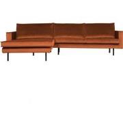 BePureHome Rodeo Chaise Longue Links - Velvet - Roest - 85x300x86/155