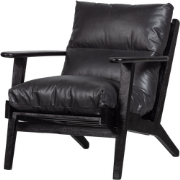 BePureHome Houston Fauteuil - Leer- Zwart - 86x71x71