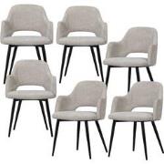 WOOOD Ferdy Eetkamerstoelen - Polyester - Pearl - Set van 6