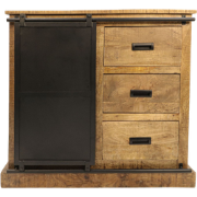 HSM Collection-Dressoir Melbourne 1 Deur 3 La-95x45x90-Naturel/Zwart-M...