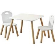 Stevige kindertafel set met stoeltjes - 55x55x45 cm