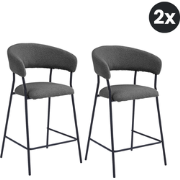 2x Barkruk Ava - Bouclé Antraciet (Set van 2)