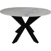 HSM Collection-Ronde Eettafel Marmer-120x120x76-Wit/Zwart-Marmer/Metaa...