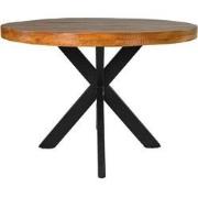 HSM Collection-Ronde Eettafel Melbourne-110*110*80-Bruin/Zwart-Mango/M...