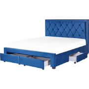 Beliani LIEVIN - Tweepersoonsbed-Blauw-Fluweel