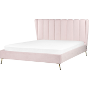 Beliani MIRIBEL - Tweepersoonsbed-Roze-Fluweel