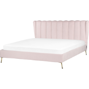 Beliani MIRIBEL - Tweepersoonsbed-Roze-Fluweel