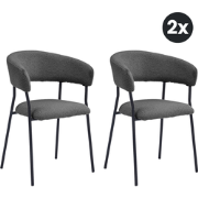 2x Eetkamerstoel Ava - Bouclé Antraciet (Set van 2)