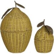 Mica Decorations Mand Lid - 30x30x48 cm - Rotan - Geel - Set van 2