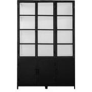 Vitrinekast Zwart/Wit - Metaal - 150x50x230cm - Kast Lott