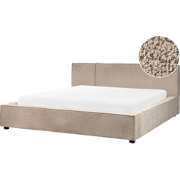 Beliani MIRANDE - Tweepersoonsbed-Beige-Bouclé