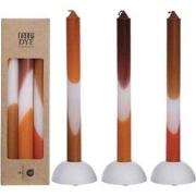 Dip Dye Candles Set 3 st. Orange/Brown