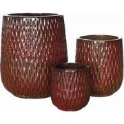 PTMD Bloempot Lai - 43x43x50 cm - Keramiek - Rood - Set van 3