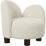 QUVIO Fauteuil - Wit - Rond - Bouclé