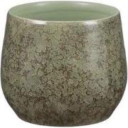 Mica Decorations oliver ronde bloempot groen maat in cm: 17 x 19