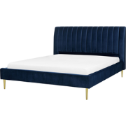 Beliani MARVILLE - Tweepersoonsbed-Blauw-Fluweel