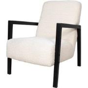 Fauteuil Bouclé Beige - Zwart Onderstel - Zithoogte 51cm