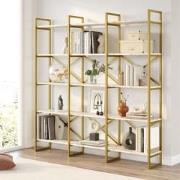 Boekenkast Valdis Marmer Wit Goud Melamine 170x175x30 cm