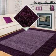 Tapijtenloods Basic Shaggy Kader vloerkleed Paars Hoogpolig- 80x250 CM